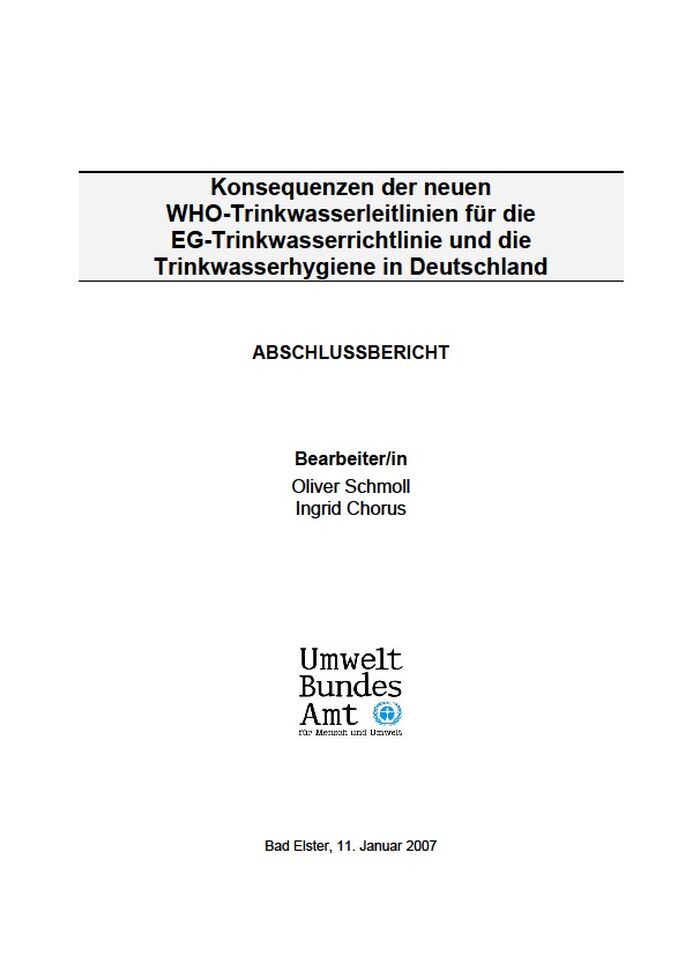 Cover Konsequenzen der neuen WHO-Trinkwasserleitlinien 
