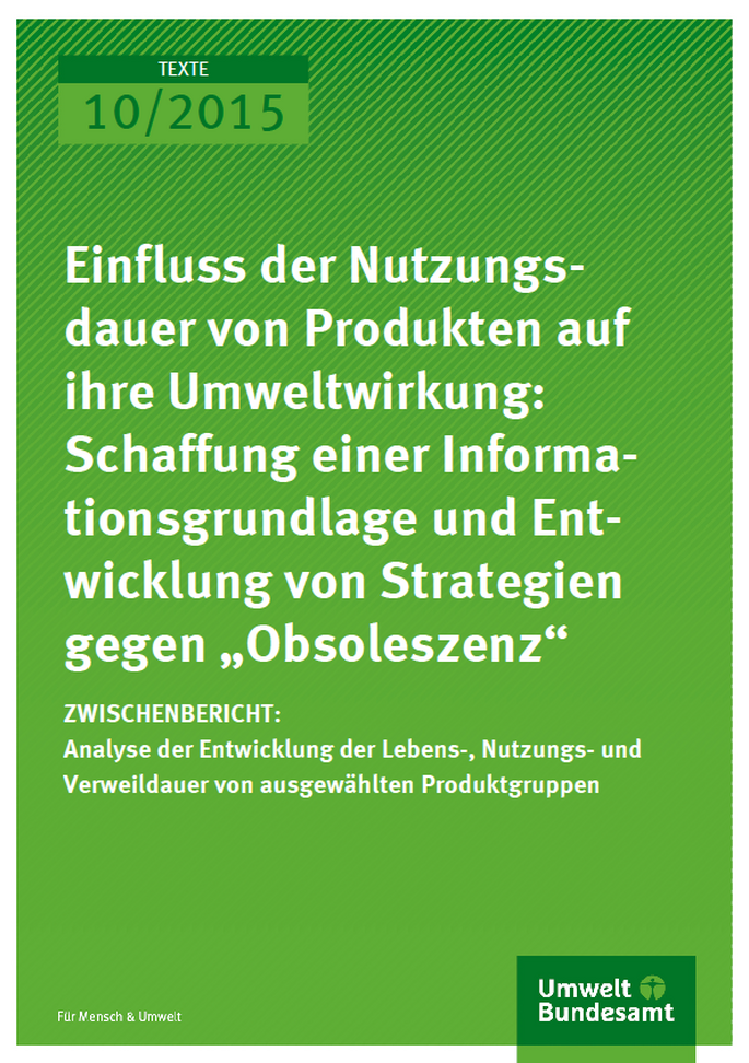 Cover Texte 10/2015 Einfluss der Nutzungsdauer von Produkten auf ihre Umweltwirkung: Schaffung einer Informationsgrundlage und Entwicklung von Strategien gegen „Obsoleszenz“