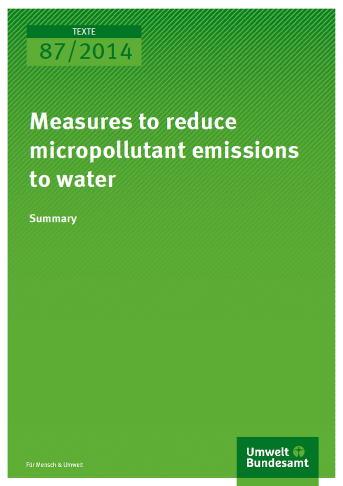 Cover Texte 87/2014 Measures to reduce micropollutant emissions to water Summary