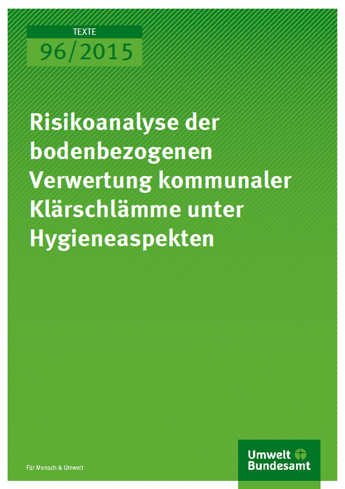 Cover Texte 96/2015 Risikoanalyse der bodenbezogenen Verwertung kommunaler Klärschlämme unter Hygieneaspekten