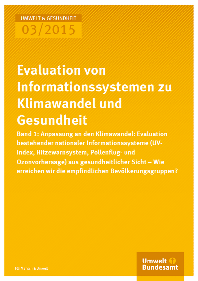 Cover U&G 03/2015 Evaluation von Informationssystemen zu Klimawandel und Gesundheit Band 1