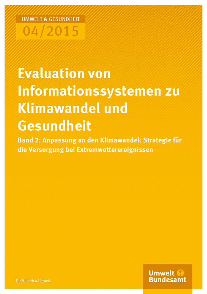 Cover U&G 04/2015 Evaluation von Informationssystemen zu Klimawandel und Gesundheit Band 2