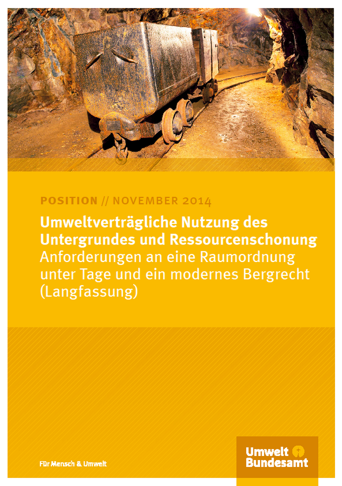 Cover Umweltverträgliche Nutzung des Untergrundes und Ressourcenschonung