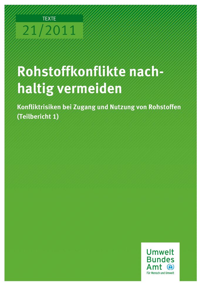 Publikation:Rohstoffkonflikte nachhaltig vermeiden - Konfliktrisiken bei Zugang und Nutzung von Rohstoffen (Teilbericht 1)