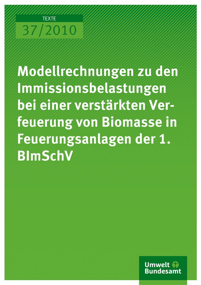 Publikation:Modellrechnungen zu den Immissionsbelastungen bei einer verstärkten Verfeuerung von Biomasse in Feuerungsanlagen der 1. BImSchV