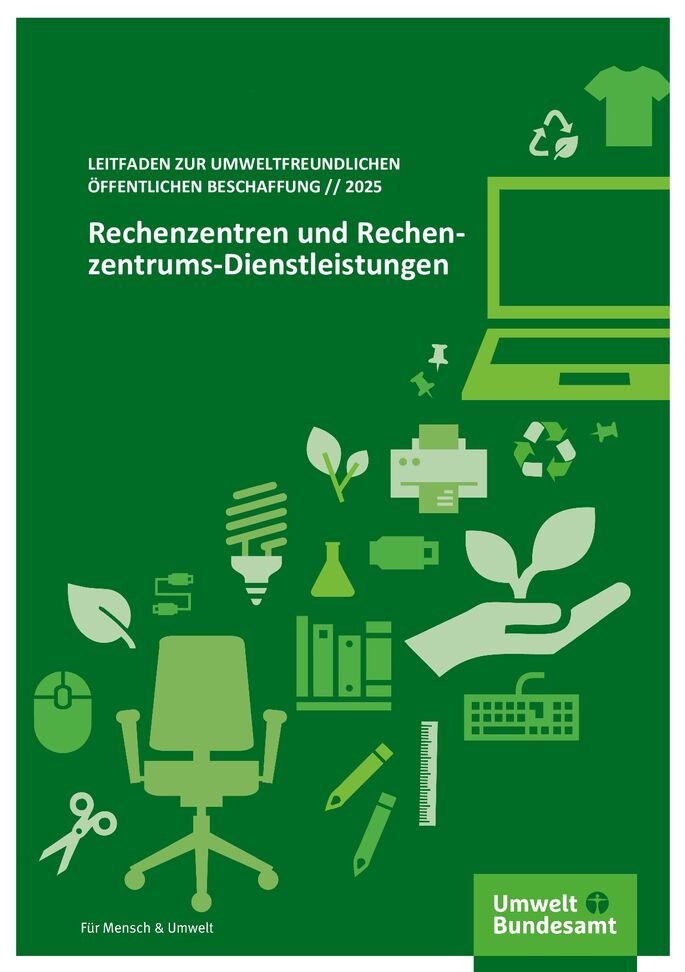 grüne Titelseite mit Icons verschiedener Bürogegenstände