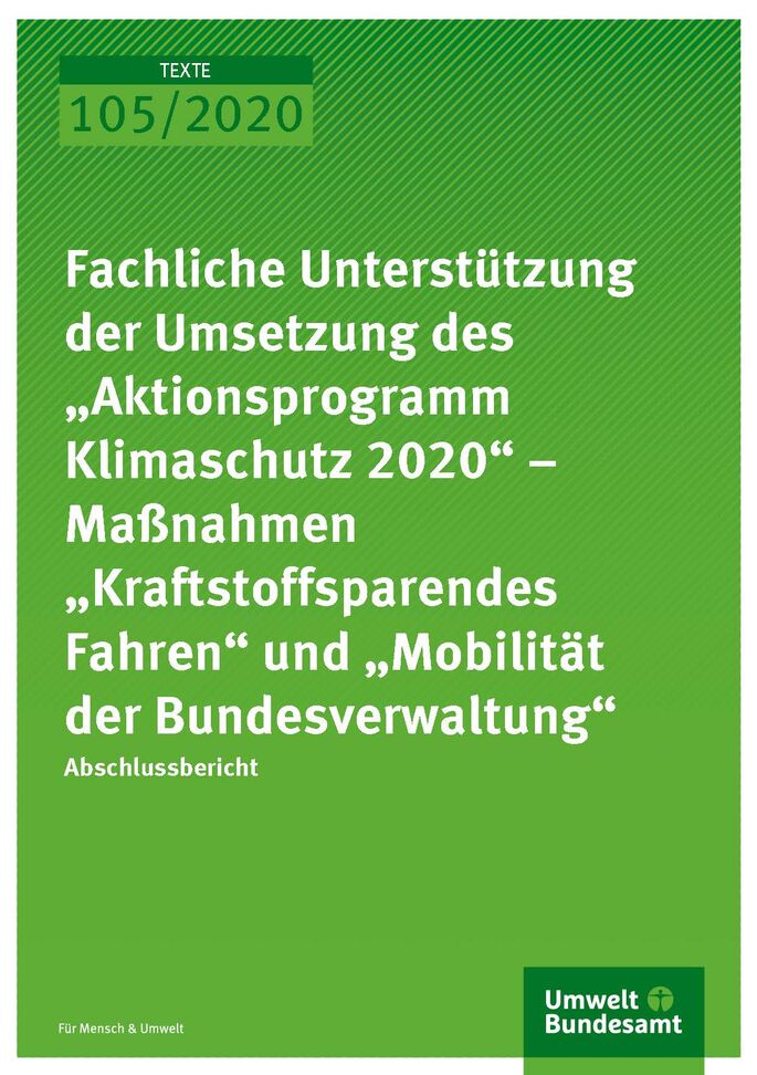 Cover_TEXTE_105-2020_Fachliche Unterstützung der Umsetzung des Aktionsprogramm Klimaschutz 2020