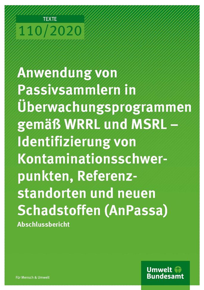 Cover_TEXTE_110-2020_Anwendung von Passivsammlern in Überwachungsprogrammen gemäß WRRL und MSRL