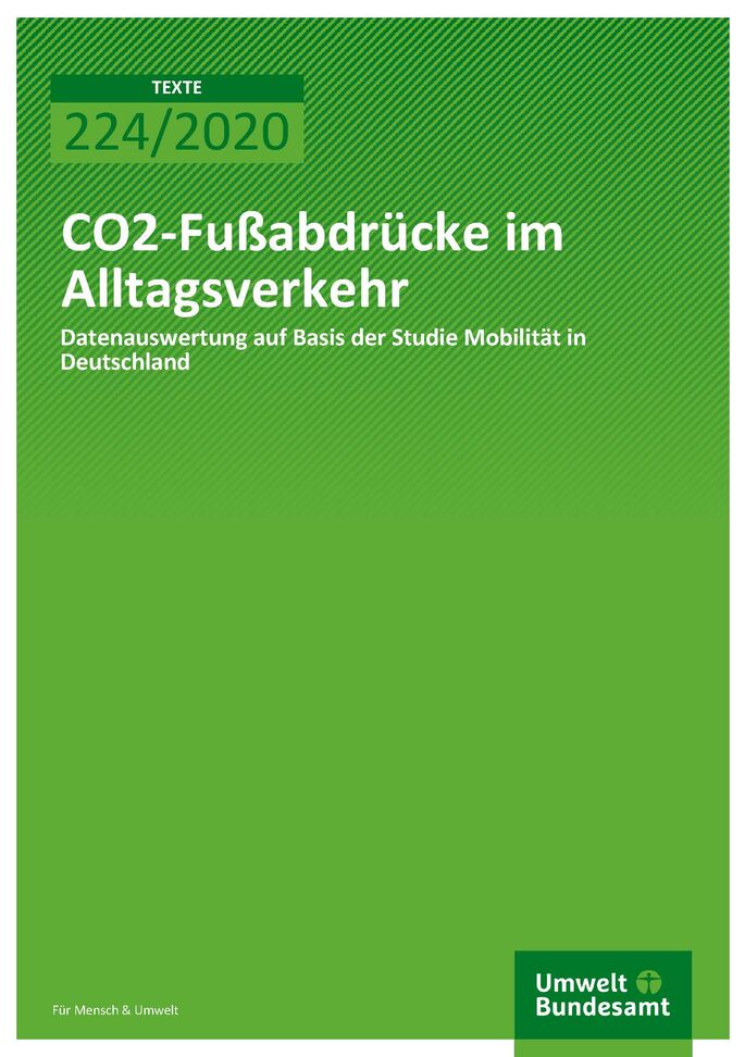 Cover of publication TEXTE 224/2020 CO2-Fußabdrücke im Alltagsverkehr: Datenauswertung auf Basis der Studie Mobilität in Deutschla