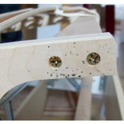 Kotspuren von Bettwanzen an einem Lattenrost