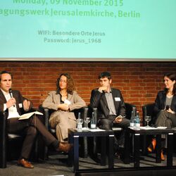 two men and two women are discussing on a scene