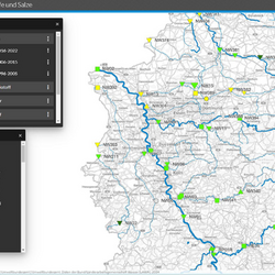 Screenshot der Online-Kartenanwendung Nährstoffe und Salze mit Darstellung von Messstellen in Deutschland