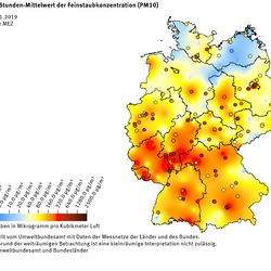 PM-10 Stundenwerte für 1 Uhr am 1.1.2019