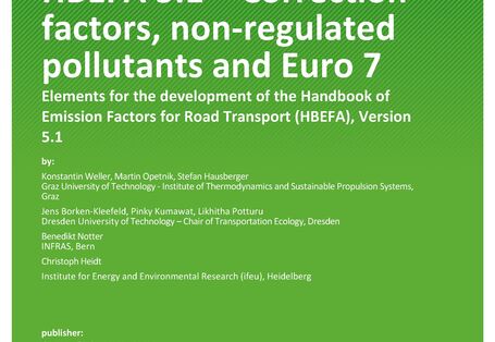 Cover of report "HBEFA 5.1 – Correction factors, non-regulated pollutants and Euro 7"