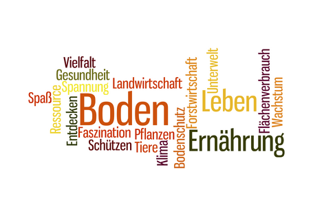 zeigt Stichworte zum Jahr des Bodens, wie "Leben", "Unterwelt", "Wachstum"