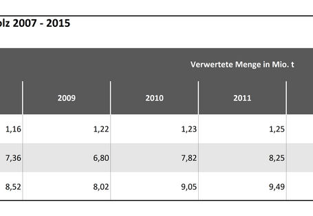 Tabelle 2b: Abschätzung der energetischen Verwertung von Altholz 2007 - 2015