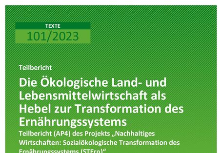 Cover des Berichts "Die Ökologische Land- und Lebensmittelwirtschaft als Hebel zur Transformation des Ernährungssystems"