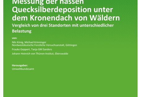 Cover des Berichts "Messung der nassen Quecksilberdeposition unter dem Kronendach von Wäldern"