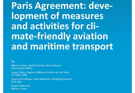 Cover des Berichts "Paris Agreement: development of measures and activities for climate-friendly aviation and maritime transport"