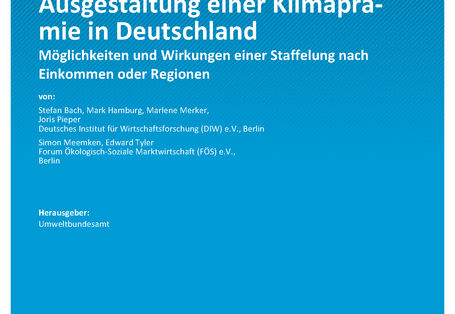 Cover des Berichts "Ausgestaltung einer Klimaprämie in Deutschland" 