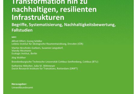 Cover des Berichts "Transformation hin zu nachhaltigen, resilienten Infrastrukturen"
