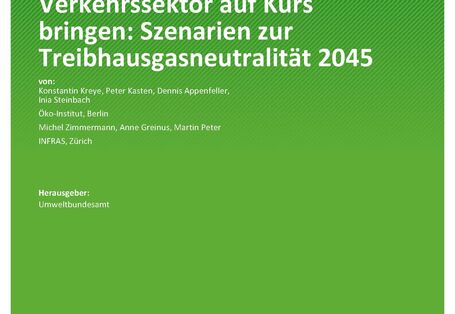 Cover des Berichts "Verkehrssektor auf Kurs bringen: Szenarien zur Treibhausgasneutralität 2045"
