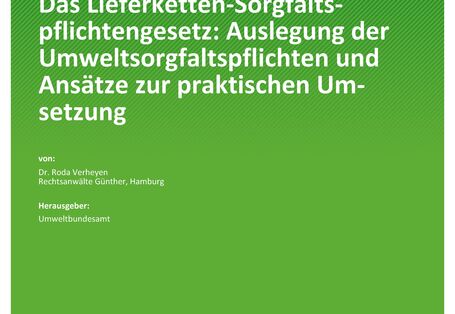 Cover des Berichts "Das Lieferketten-Sorgfaltspflichtengesetz: Auslegung der Umweltsorgfaltspflichten und Ansätze zur praktischen Umsetzung"