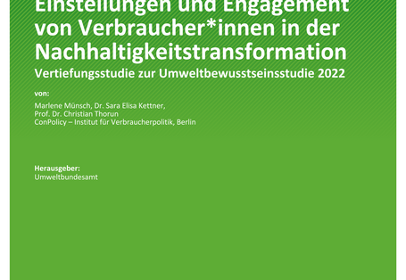 Cover des Berichts "Einstellungen und Engagement von Verbraucher*innen in der Nachhaltigkeitstransformation"
