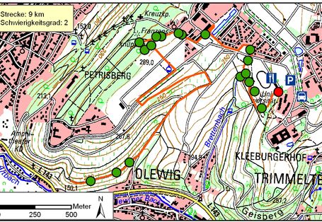 Kartendarstellung des Naturerlebnispfades Petrisberg