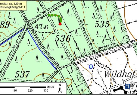 Kartendarstellung des Bodenerlebnispfades Trappenkamp