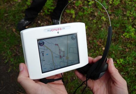Foto von HUGO, dem Heideguide, einem GPS gestützen Informationssystem