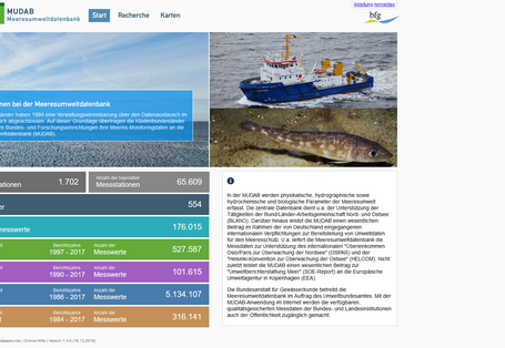 Einstiegsseite in die Meeresumweltdatenbank