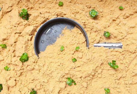 Eine Pfanne liegt im Sand