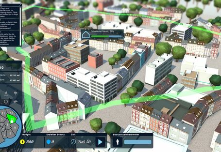 comicartige Darstellung eines Wohnquartiers