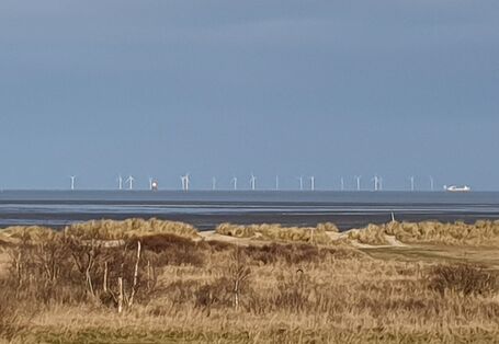 Offshorewindanlagen sind im Meer dargestellt