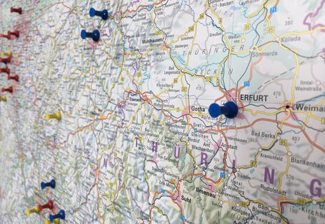 Die Landeshauptstadt Erfurt wird auf einer Karte angezeigt