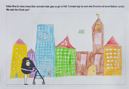 Bild einer Stadt gemalt von einem Kind