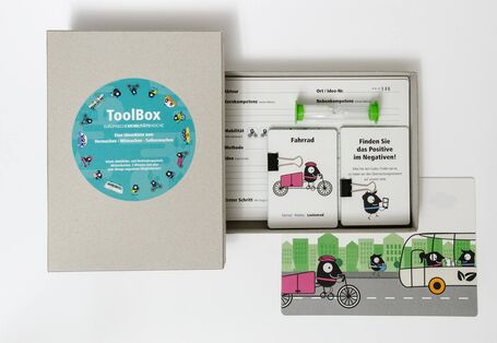 EMW Toolbox bestehend aus Karten und Sanduhr