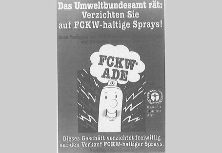 Plakat des UBA zum freiwilligen Verzicht auf FCKW-haltige Sprays