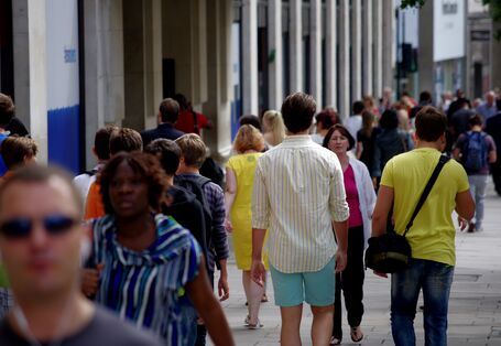 Pedestrians on a pavement