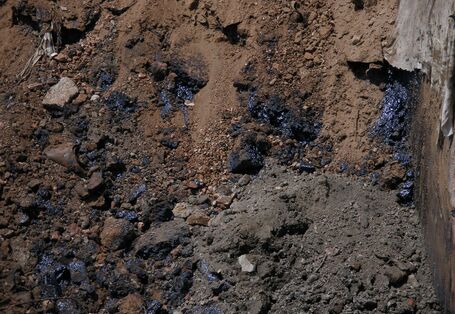 Soil contamination on the site of a gas works.