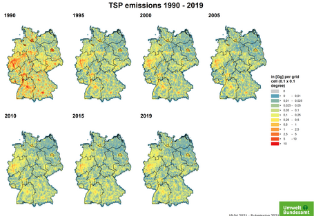 Deutschlandkarte Luftschadstoffbelastung Gesamtstaub