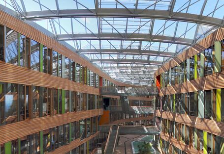 look into the inside courtyard with its glass roof