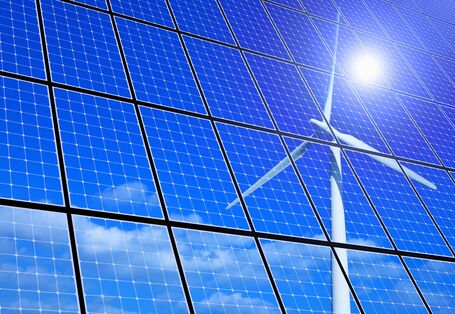 wind energy plant and solar panels