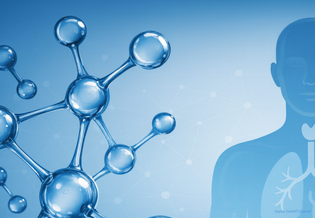 Eine gläserne Struktur ähnlich einem Molekül mit der Silhouette eines Menschen