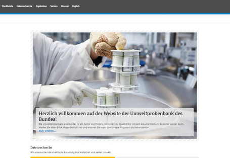 Startseite der Website Umweltprobenbank