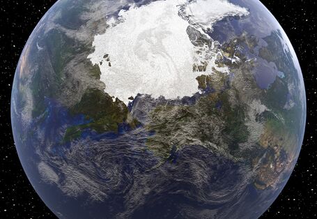 Blick vom Weltall aus auf die Arktis