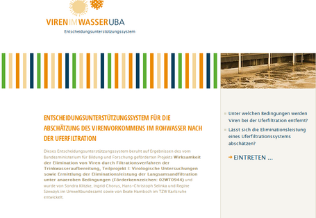 Startseite der Website www.viren-im-wasser.de