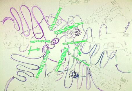 Aquarell mit Bohrmaschinen