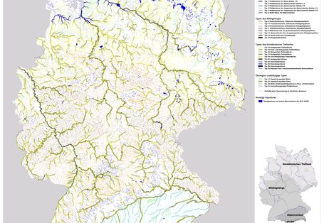 Karte der biozönotisch bedeutsamen Fließgewässertypen Deutschlands